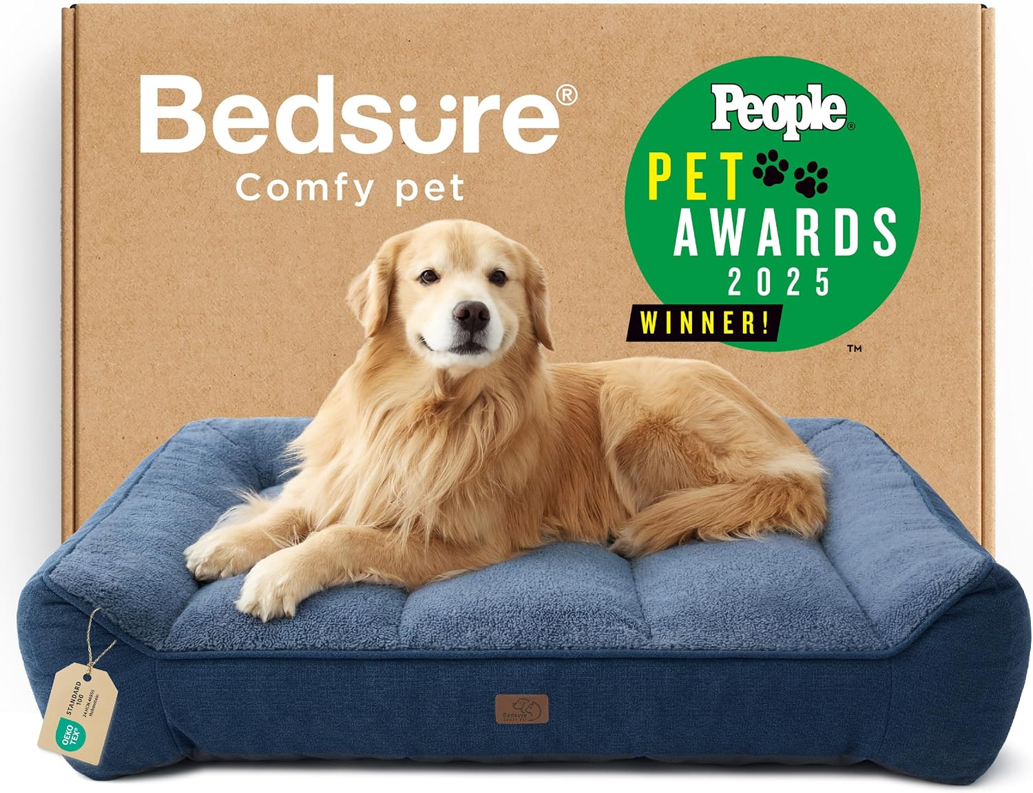 Bedsure SupportMax™ XL Orthopedic Dog Beds Large Sized Dog - Extra Thick Supportive Dogs Couch with Waterproof Washable Cover, Extra Large Comfort Pet Sofa with Soft Sherpa & Nonskid Bottom, Grey, 42"