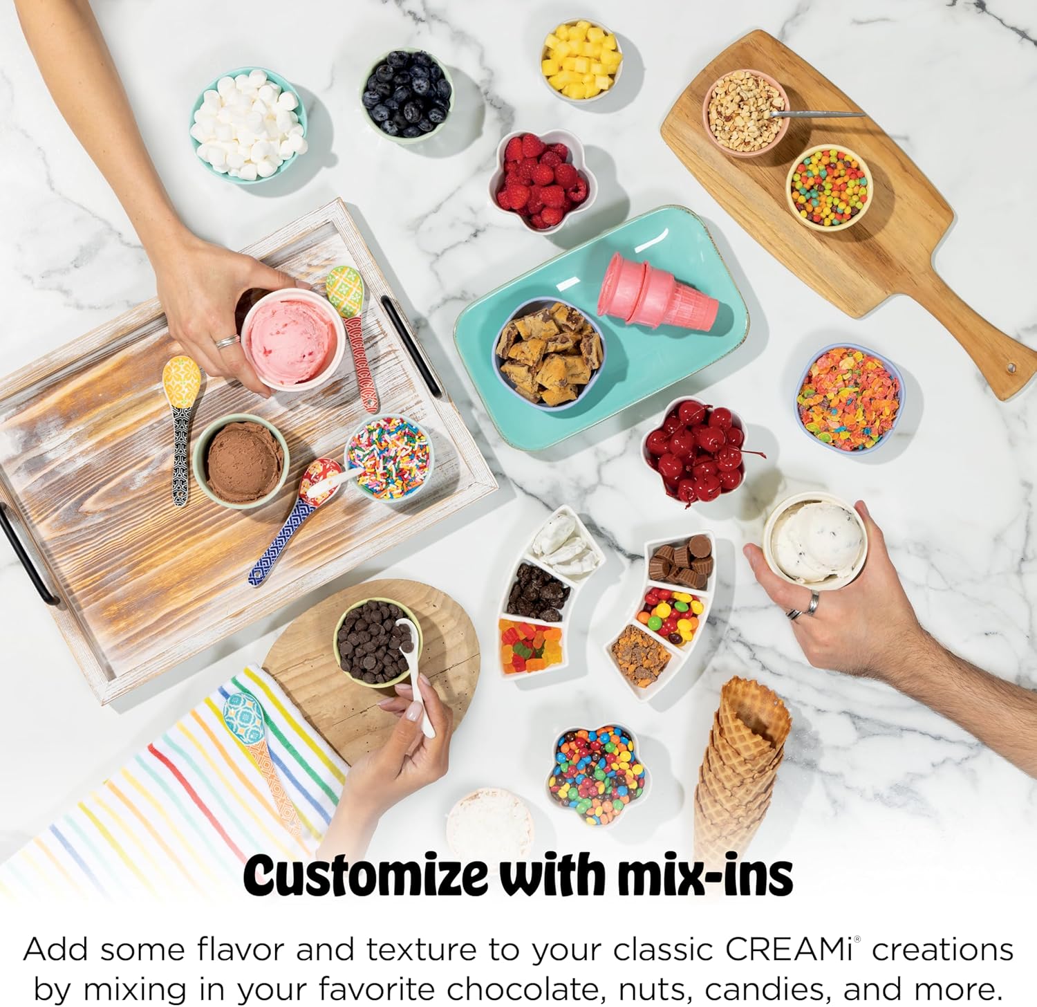 Ninja CREAMi Scoop & Swirl Ice Cream Maker, Soft Serve Desserts, Sorbet, Milkshakes, Frozen Yogurt and More, 13-in-1 Programs, Includes Handle and Two 16 oz 2-in-1 Pints, Blue, NC701ND