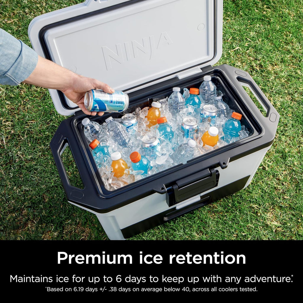 Ninja FrostVault 50qt Hard Cooler with Dry Zone | Integrated Fridge-Temp Dry Storage Drawer | Premium Heavy-Duty Insulated Cooler | Keeps Ice Cold for Days | True Red | FB151RD1