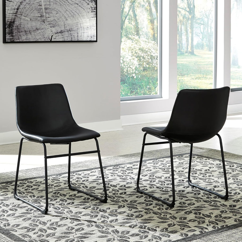 Signature Design by Ashley Centiar Mid Century Dining Room Bucket Chair, 2 Count, Black
