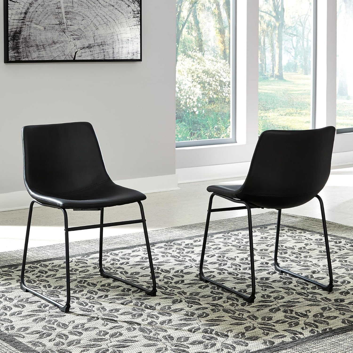 Signature Design by Ashley Centiar Mid Century Dining Room Bucket Chair, 2 Count, Black