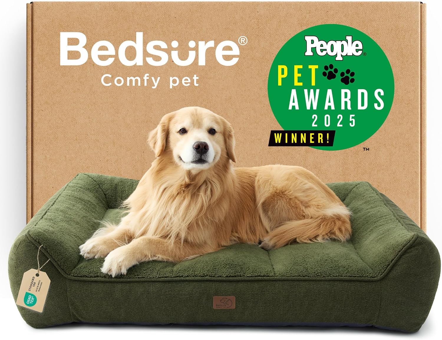 Bedsure SupportMax™ XL Orthopedic Dog Beds Large Sized Dog - Extra Thick Supportive Dogs Couch with Waterproof Washable Cover, Extra Large Comfort Pet Sofa with Soft Sherpa & Nonskid Bottom, Grey, 42"