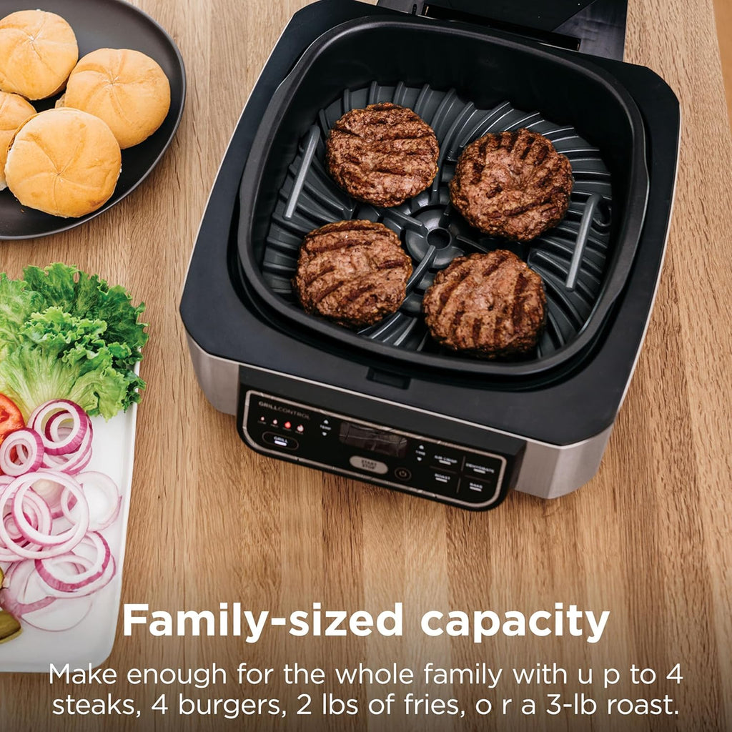Ninja Foodi Indoor Grill & Air Fryer | 5-in-1 Grill, Air Fry, Roast, Bake, & Dehydrate | Cyclonic Grilling Technology | XL Capacity | Dishwasher Safe Parts | Black/Grey | AG301