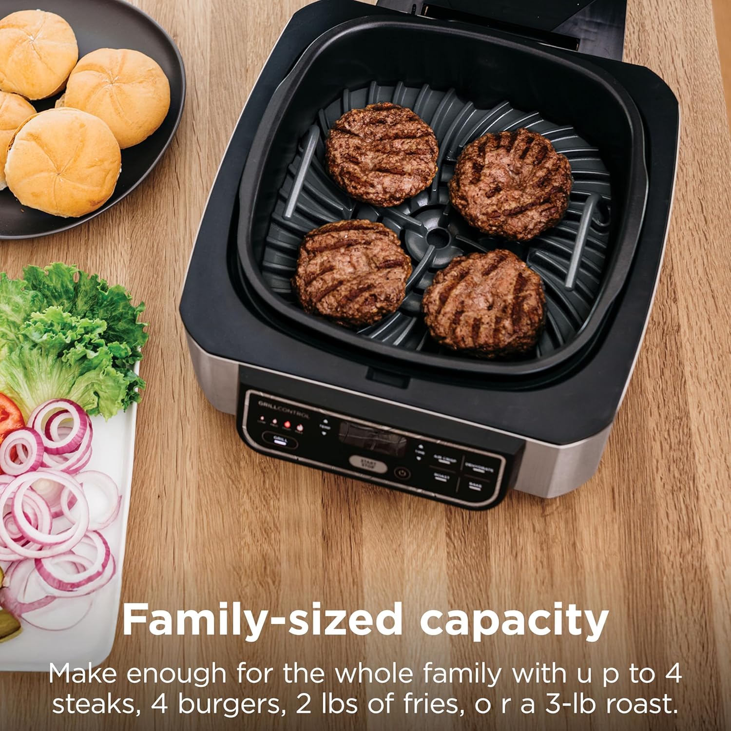 Ninja Foodi Indoor Grill & Air Fryer | 5-in-1 Grill, Air Fry, Roast, Bake, & Dehydrate | Cyclonic Grilling Technology | XL Capacity | Dishwasher Safe Parts | Black/Grey | AG301