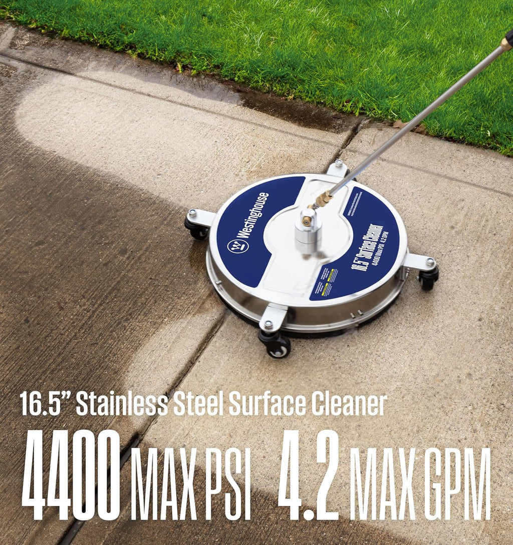 Westinghouse Universal 16.5” Pressure Washer Surface Cleaner Attachment - Stainless Steel - 4400 Max PSI, 1/4” Connector - for Gas and Electric Pressure Washers