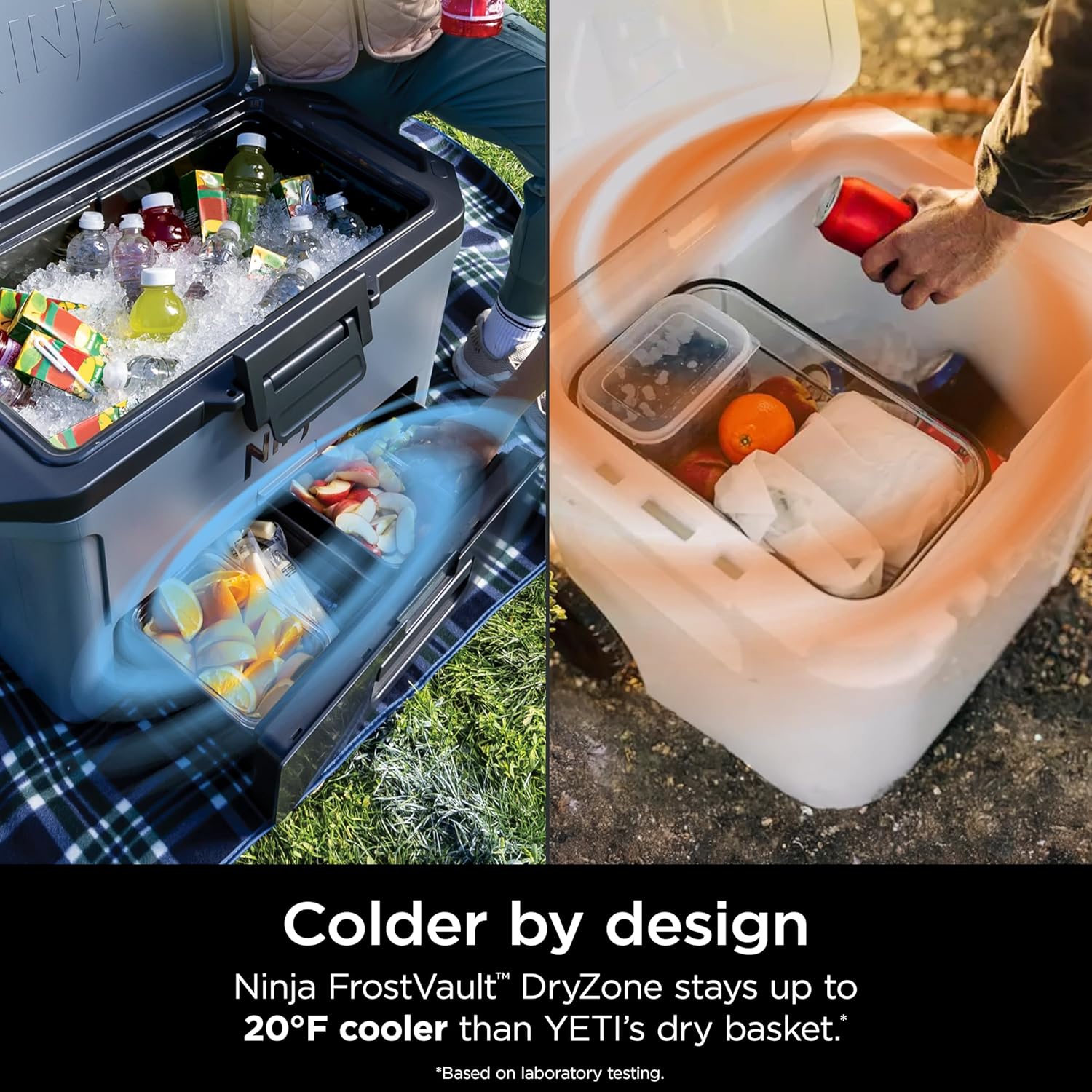 Ninja FB131BL FrostVault 30qt Hard Cooler with Dry Zone, Integrated Fridge-Temp Dry Storage Drawer, Premium Heavy-Duty Insulated Cooler, Keeps Ice for Days, Lakeshore Blue