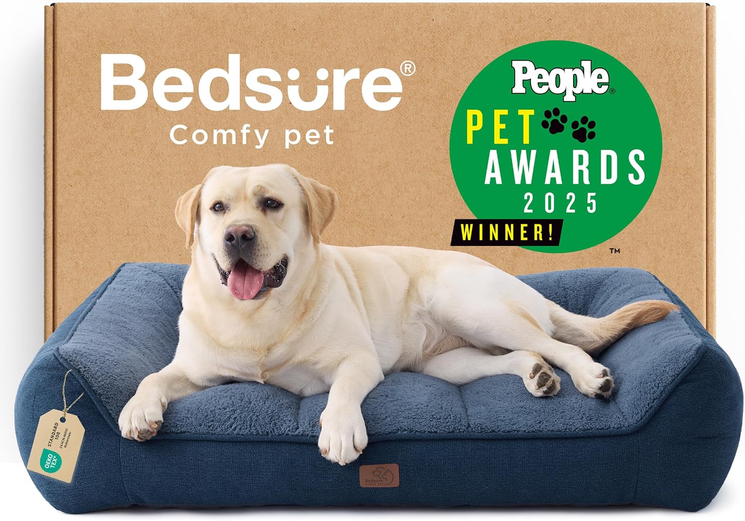 Bedsure SupportMax™ XL Orthopedic Dog Beds Large Sized Dog - Extra Thick Supportive Dogs Couch with Waterproof Washable Cover, Extra Large Comfort Pet Sofa with Soft Sherpa & Nonskid Bottom, Grey, 42"
