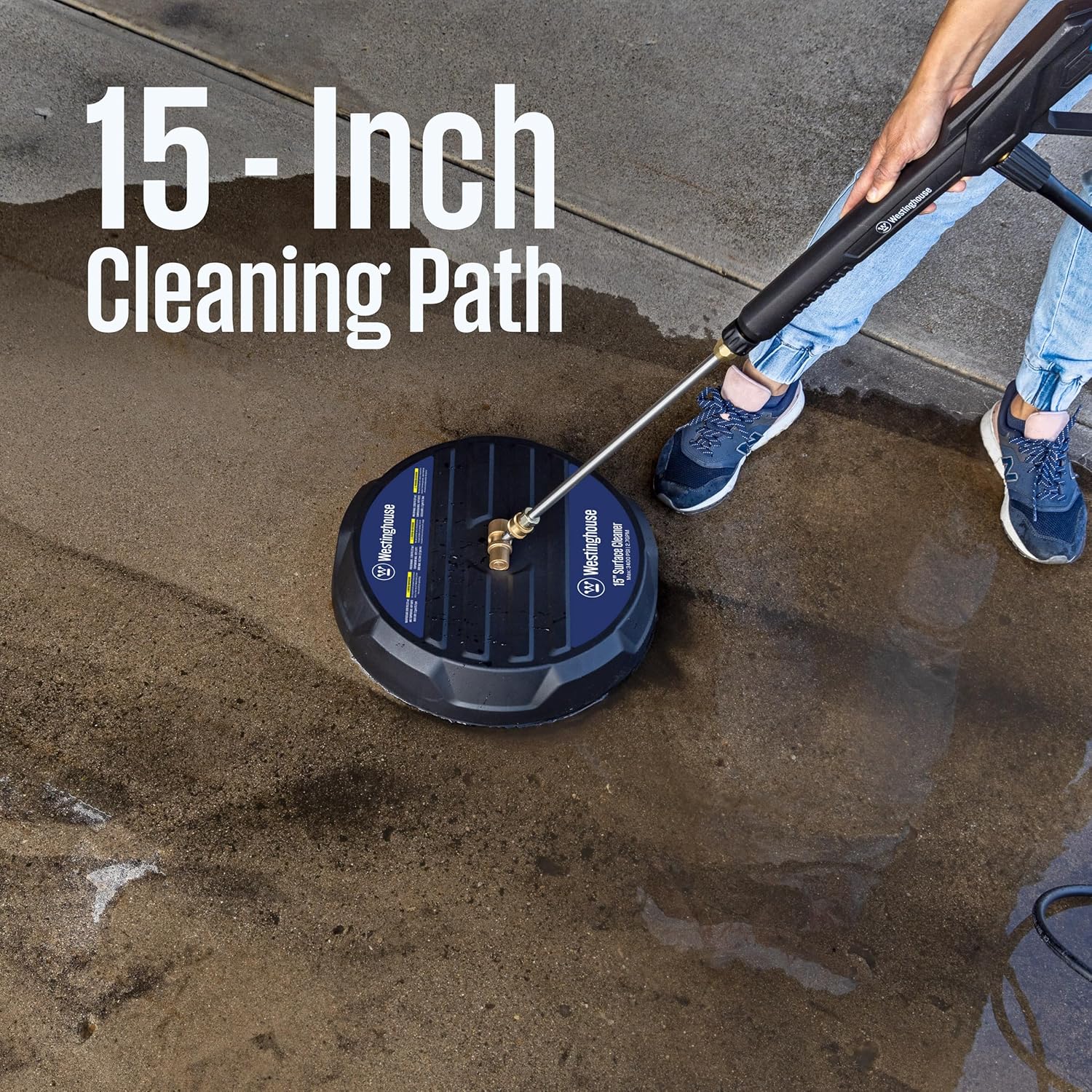Westinghouse Universal 15” Pressure Washer Surface Cleaner Attachment - 3400 Max PSI, 1/4” Connector - For Gas and Electric Pressure Washers