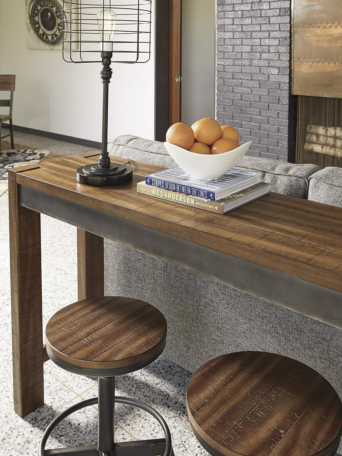 Signature Design by Ashley Furniture Torjin Long Counter Height Table, Seats up to 3, Wood, 72.13" W x 16" D x 36" H, 2-tone Brown